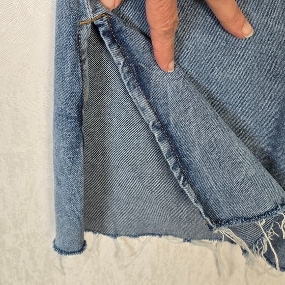 Kensie True Vintage Womens 8 Jeans Blue Denim Wide Leg Cropped Baggy Split Hem - Picture 6 of 10